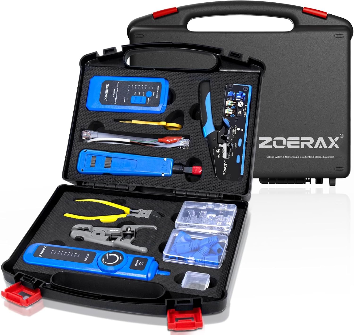 Professional Network Tool Kit,  14 in 1 - RJ45 Crimp Tool,Cat6 Pass Through