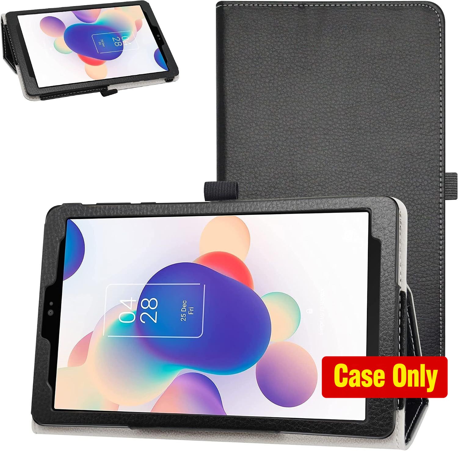 Case for TCL Tab 8 LE 2024, PU Leather Folio with 2-Folding Stand Cover, Black