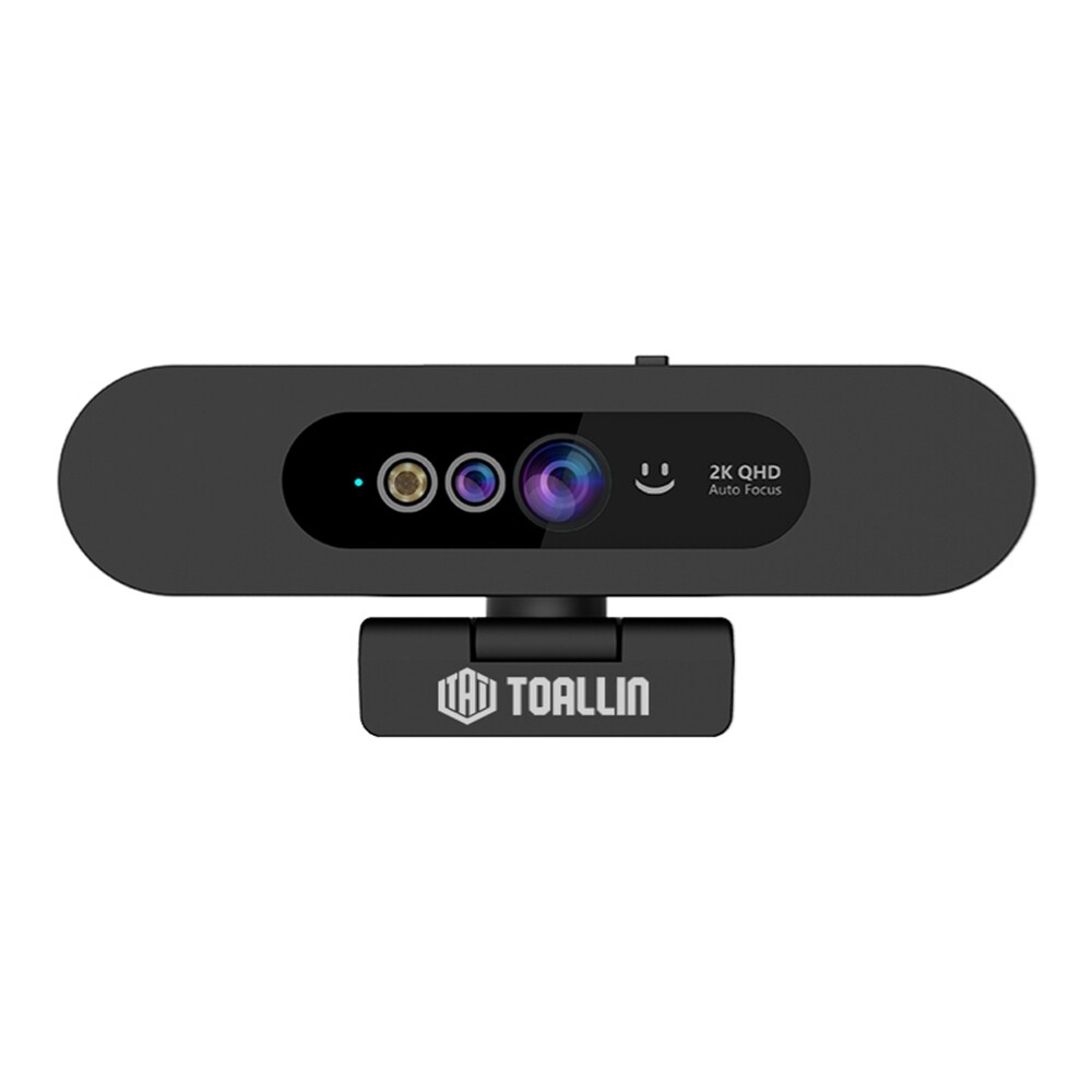 TOALLIN Fixed Focus 2K QHD Windows Hello Webcam Built‑in Mic No Need APP Drivers