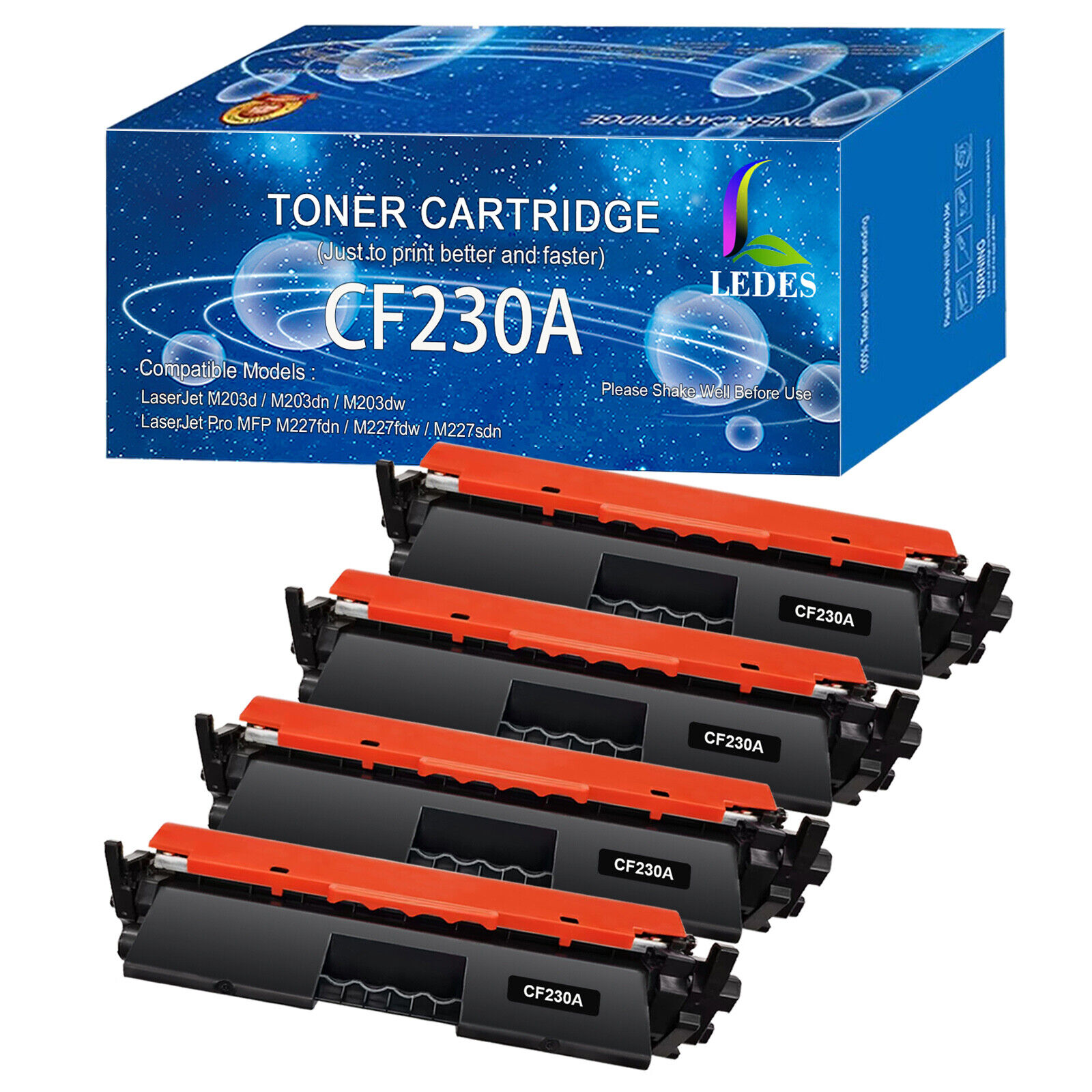 4Pack CF230A 30A Toner Compatible for HP LaserJet Pro M203dw MFP M227sdn M227fdw