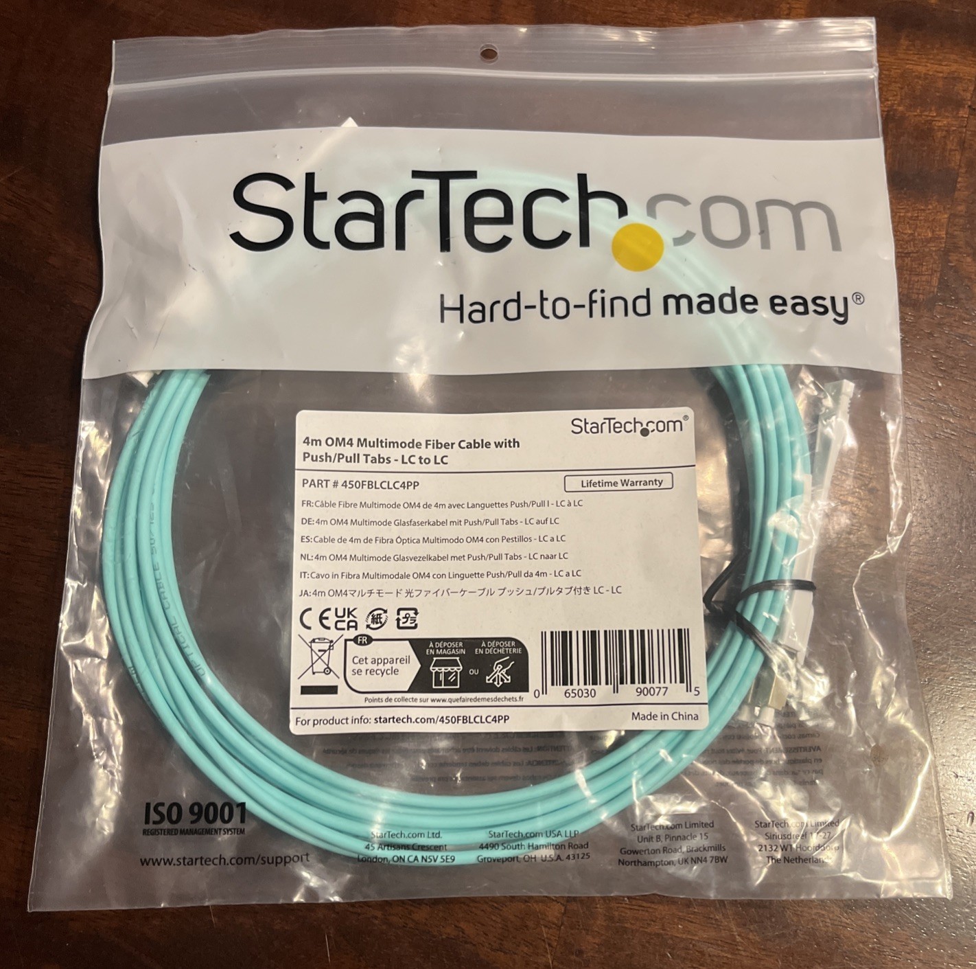 StarTech 4m LC to LC (UPC) OM4 Multimode Fiber Optic Cable w/Push-Pull Tabs
