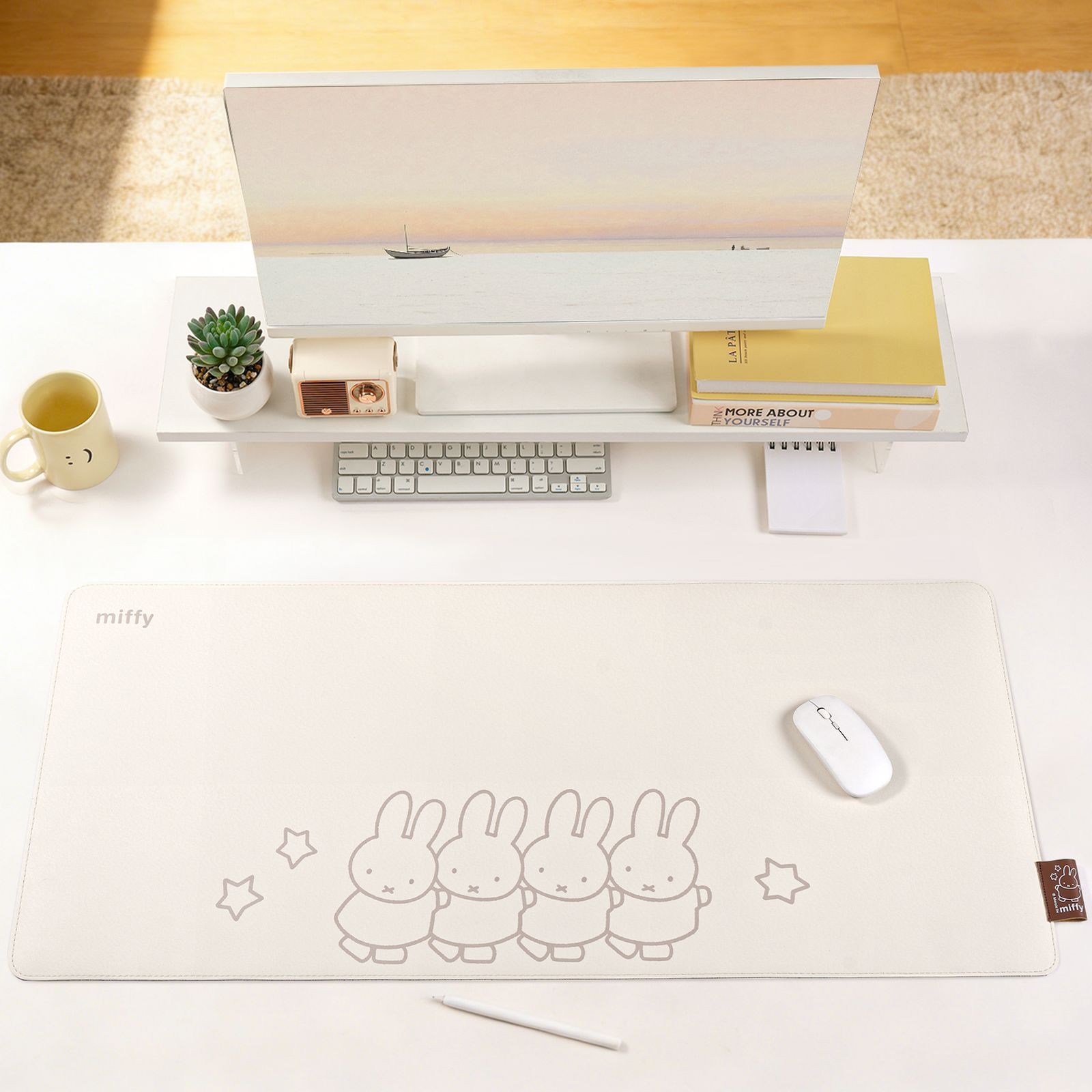Cartoon Cute Bunny Mouse Pad Non-Slip Desk Mat Large Soft PU 15.7*35.4 inch