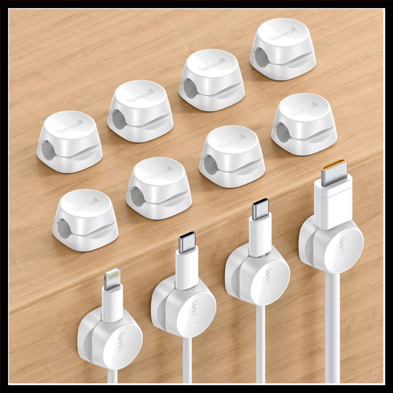 White Spring Cord Organizer Clips for Office and Home Cable Management