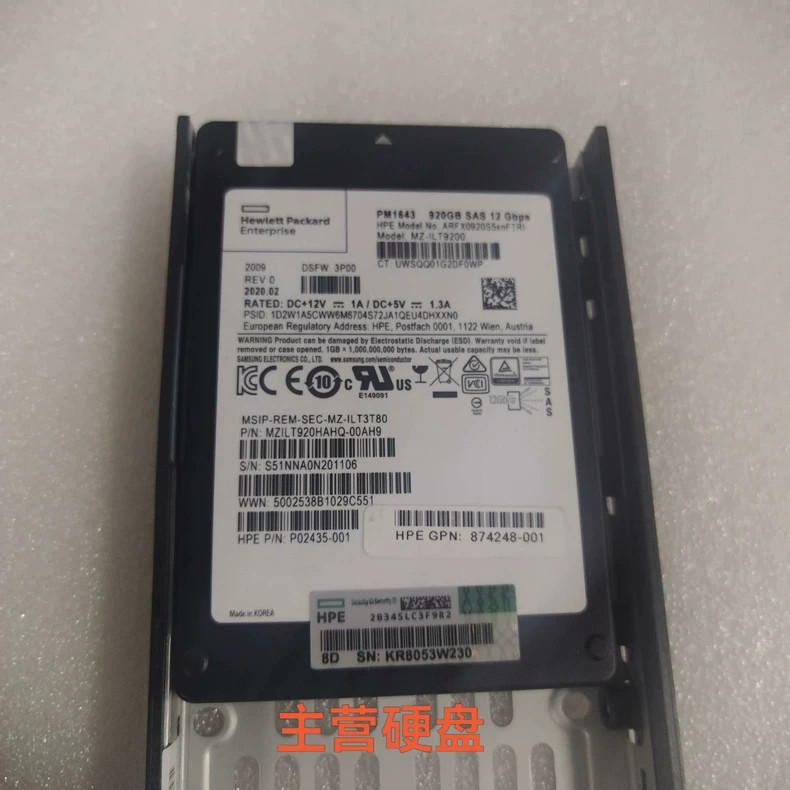 SAMSUNG PM1643 920G HPE SAS SSD 12G/s MZILT920HAHQ-00AH9 ARFX0920S5xnFTRI 3P00-