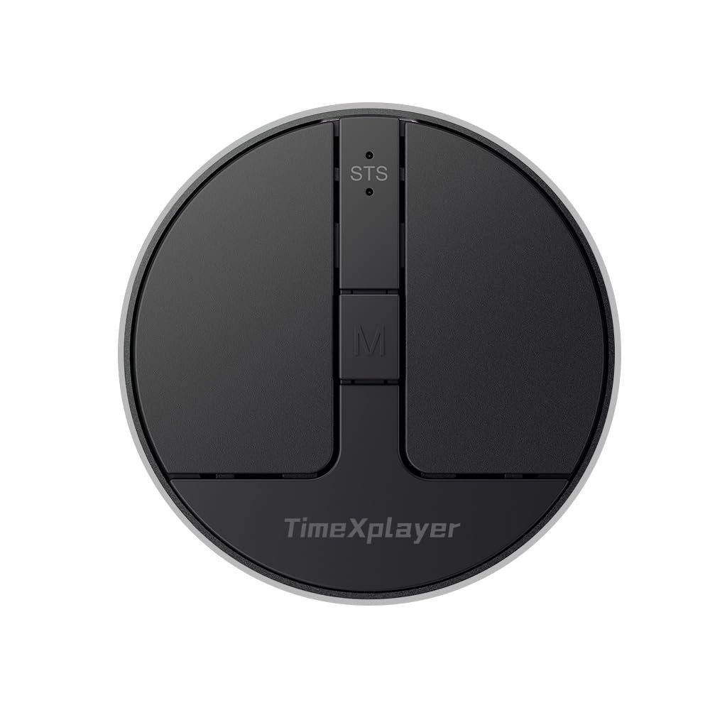 Stylish Mini Round Mouse Pressure Sensing Reel Wireless Bluetooth BT1 BT2 Black