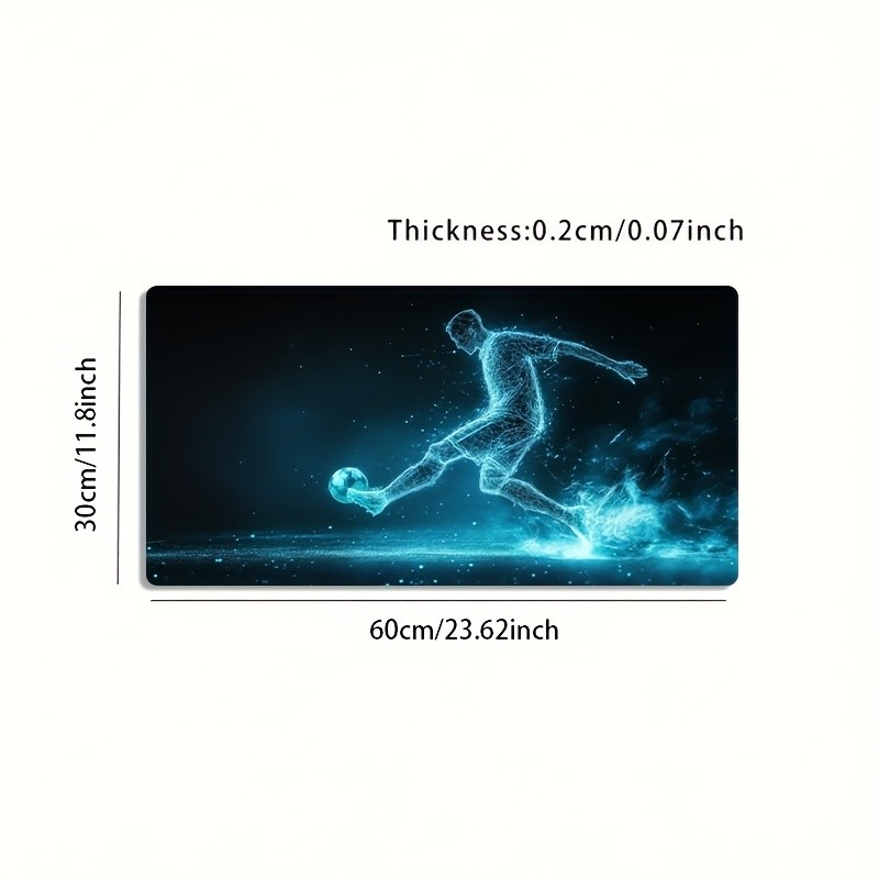 1 Large Esports Gaming Mouse Pad | Blue Tech-Inspired Soccer Player Dynamic Pa