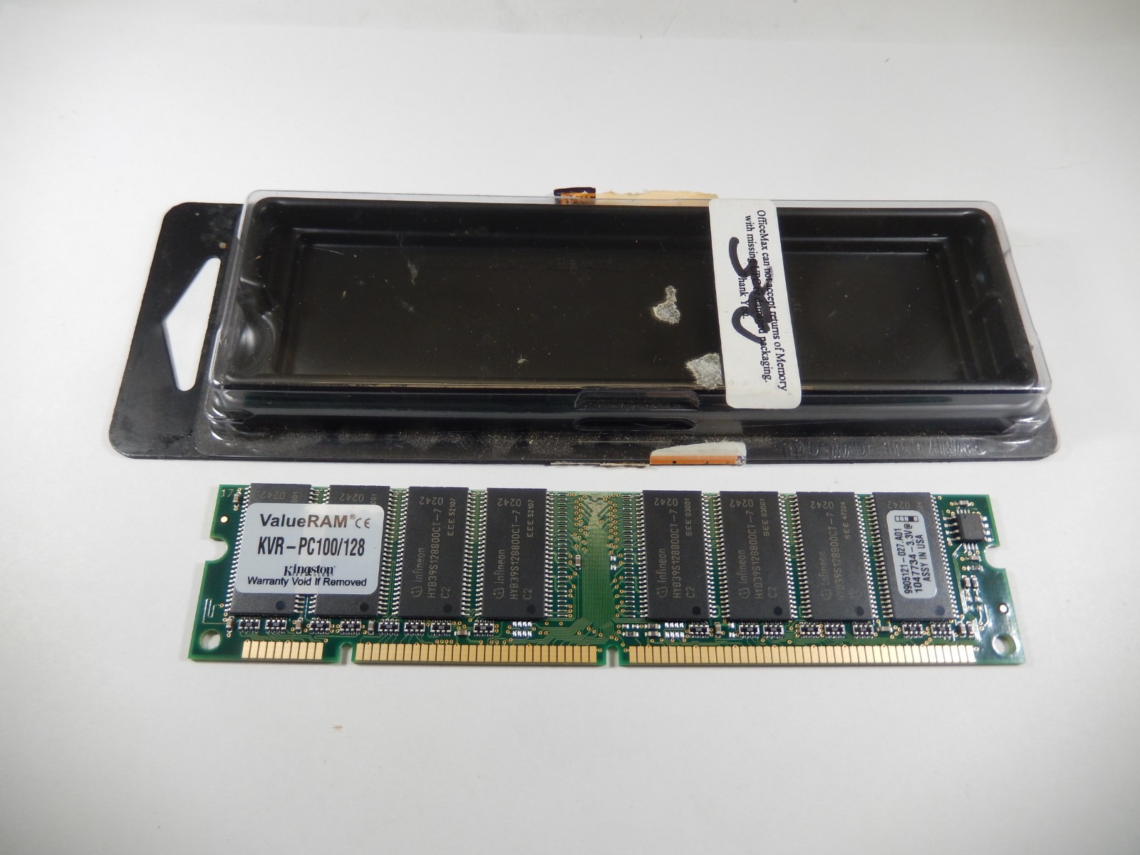NOS VINTAGE KINGSTON KVR-PC100/128 128MB SDR SDRAM MODULE