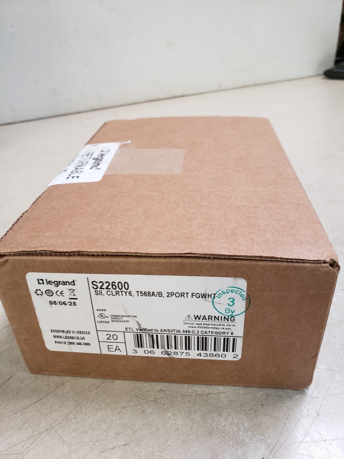 Lot of 20 Legrand Ortronics S22600 Clarity Series II 2-Port Cat6 Jack Module