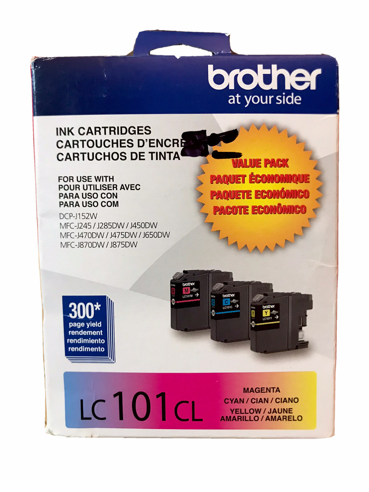 Brother Color Ink Cartridges Cyan Magenta Yellow LC101CL Open Box New 10/2022