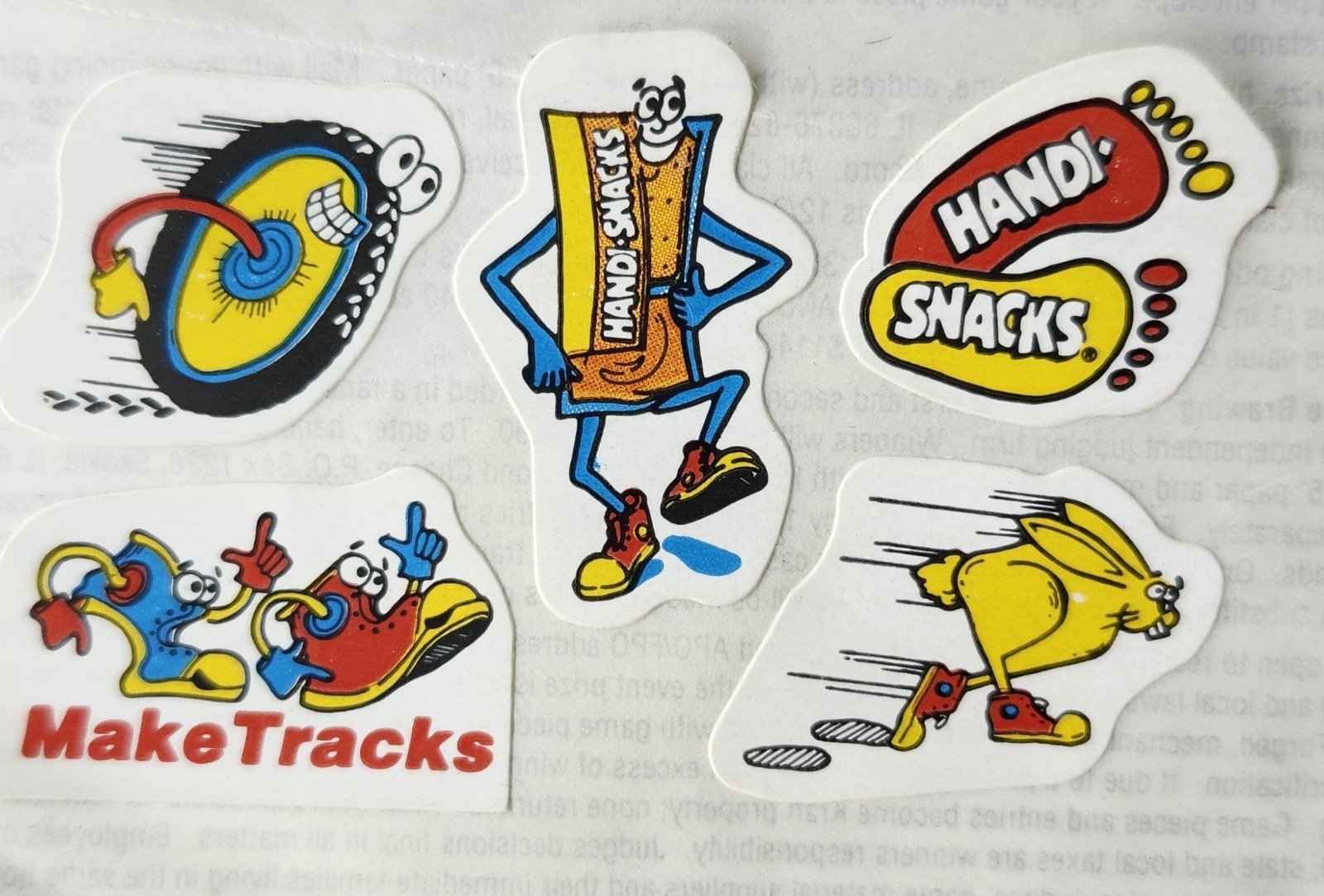 Vintage 1989 Kraft Handi-Snacks Sticker Set Make Tracks Promo Lot 5