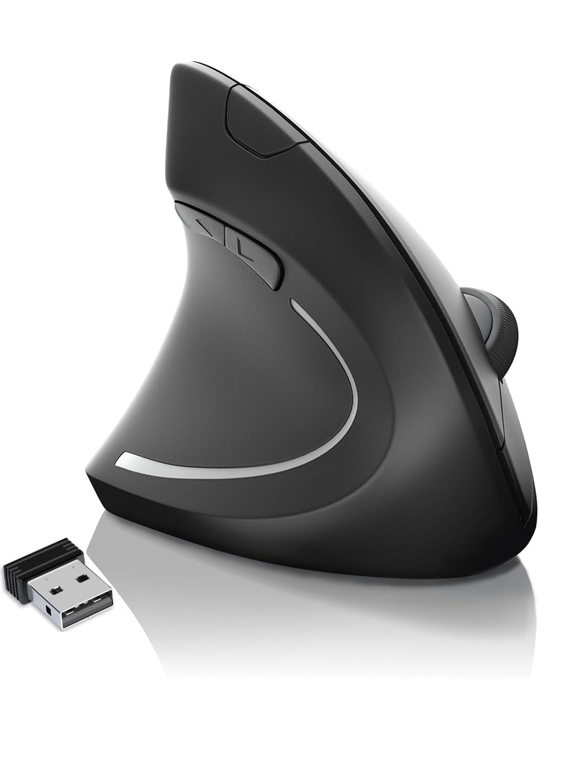 Left Handed Vertical Ergonomic Mouse 2.4G USB Wireless Optical For Laptop