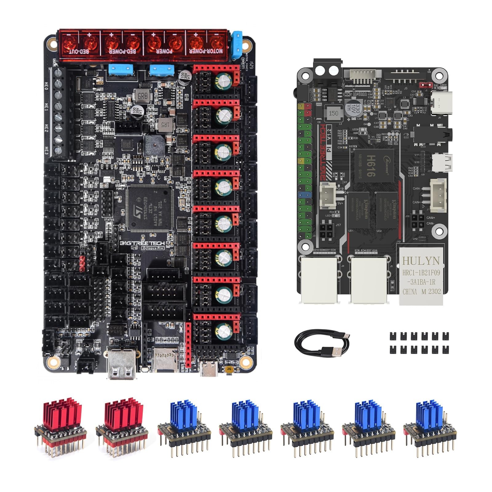 BIGTREETECH Octopus Pro V1.1 H723 Control Board+BTT Pi V1.2 Board+2Pcs TMC516...