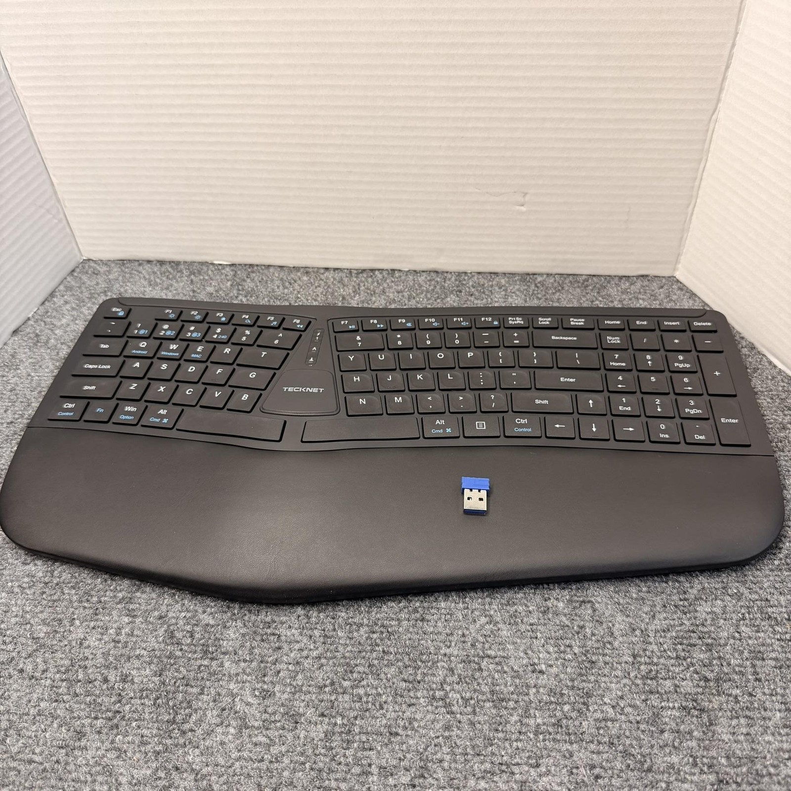 TeckNet TK-KB030 Wireless Ergonomic Keyboard USB-C Rechargeable Black PC Mac