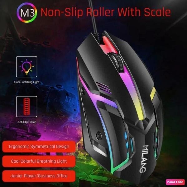 Gaming Mouse  MILANG  M3 Limit Blade ,Luminous e-sports Game Series ,Rainbow