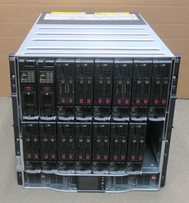 HP ProLiant C7000 G2 + 13x HP BL460c G10 2x Gold 6132 256GB Ram 2x D2220sb Blade