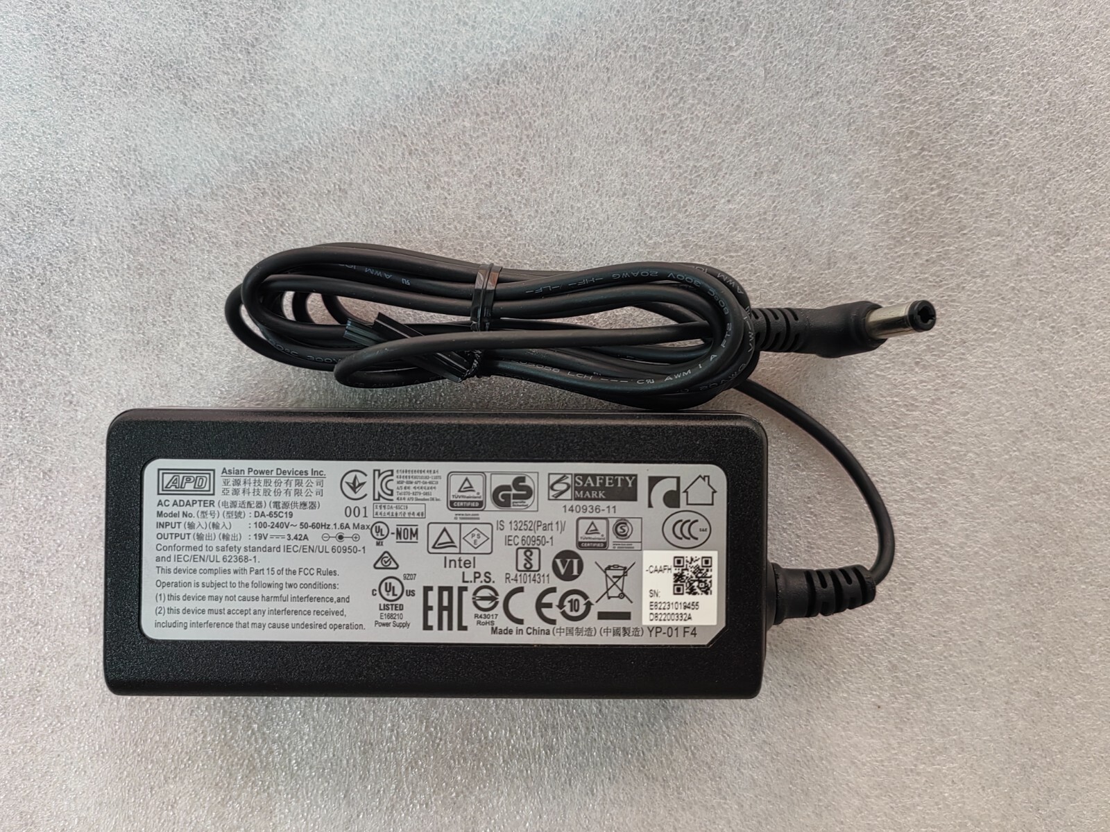 DA-65C19 19V 3.42A For System76 Darter Pro (darp7) Laptop APD 65W AC Adapter OEM