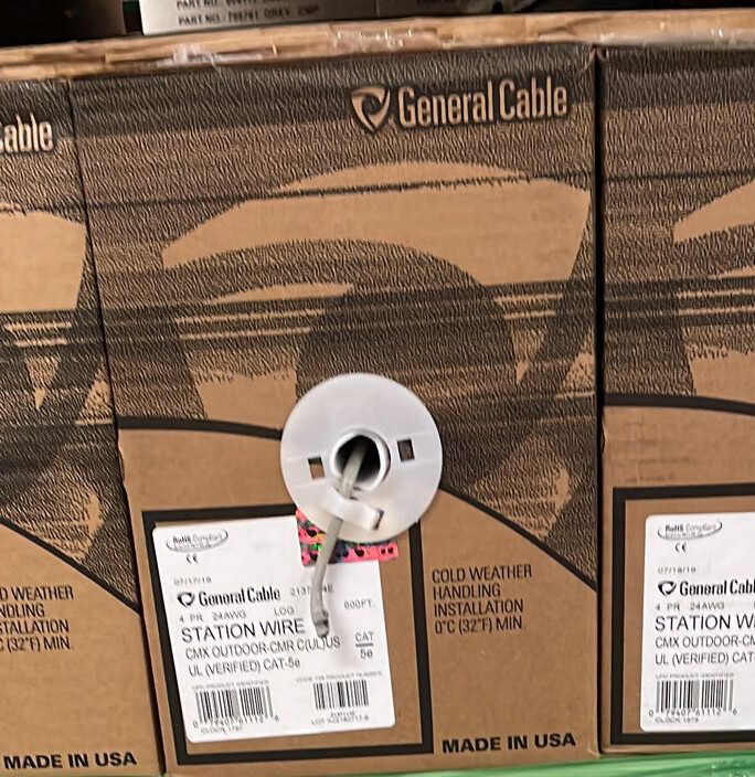 UTP Cat5e Riser CMR-CMX OUTDOOR 100% Solid Copper 100ft General Cable Made n USA