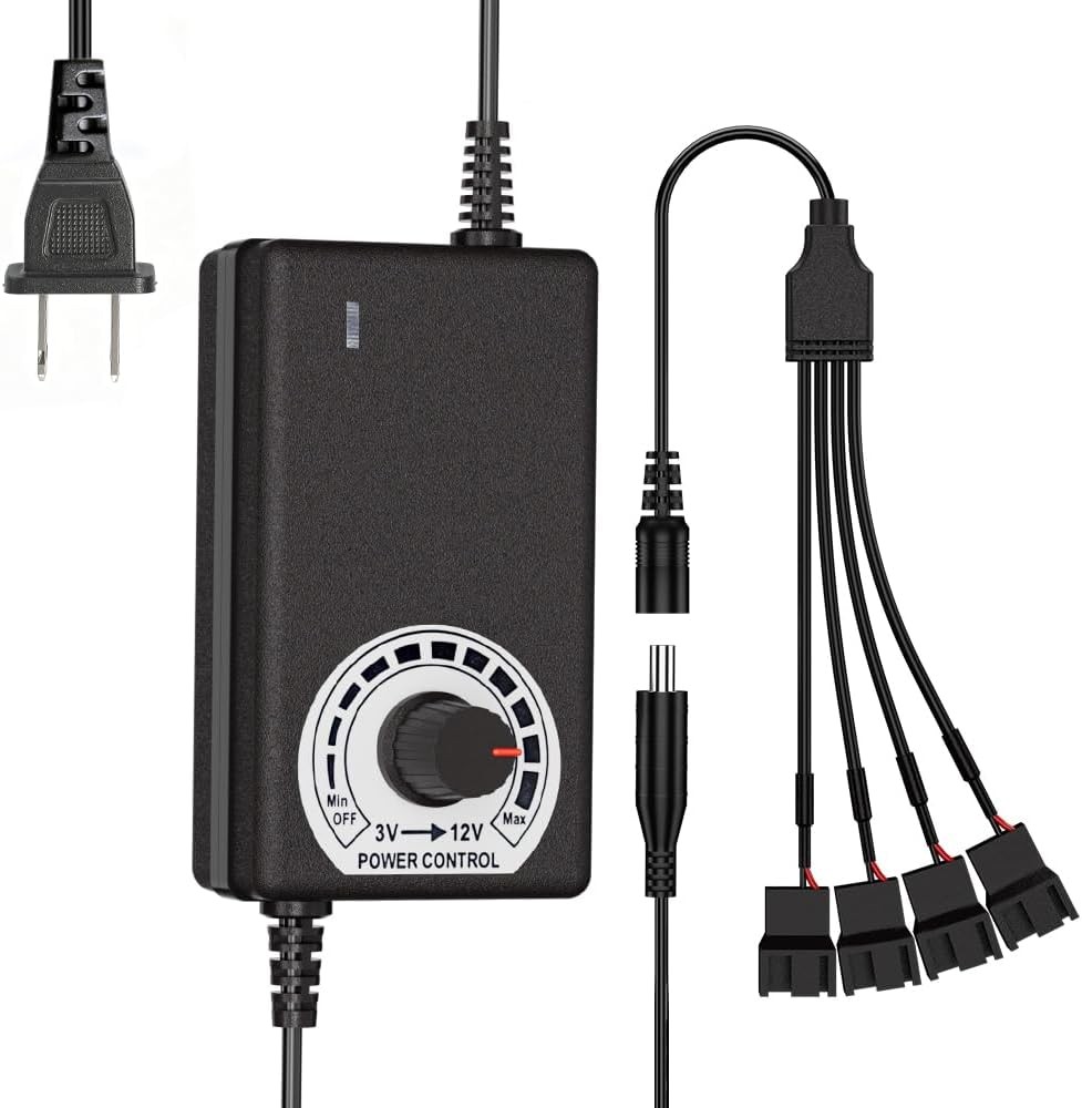 12V 4Pin PC Fan Hub Speed Controller 36W 4Way Splitter Multiple Fans