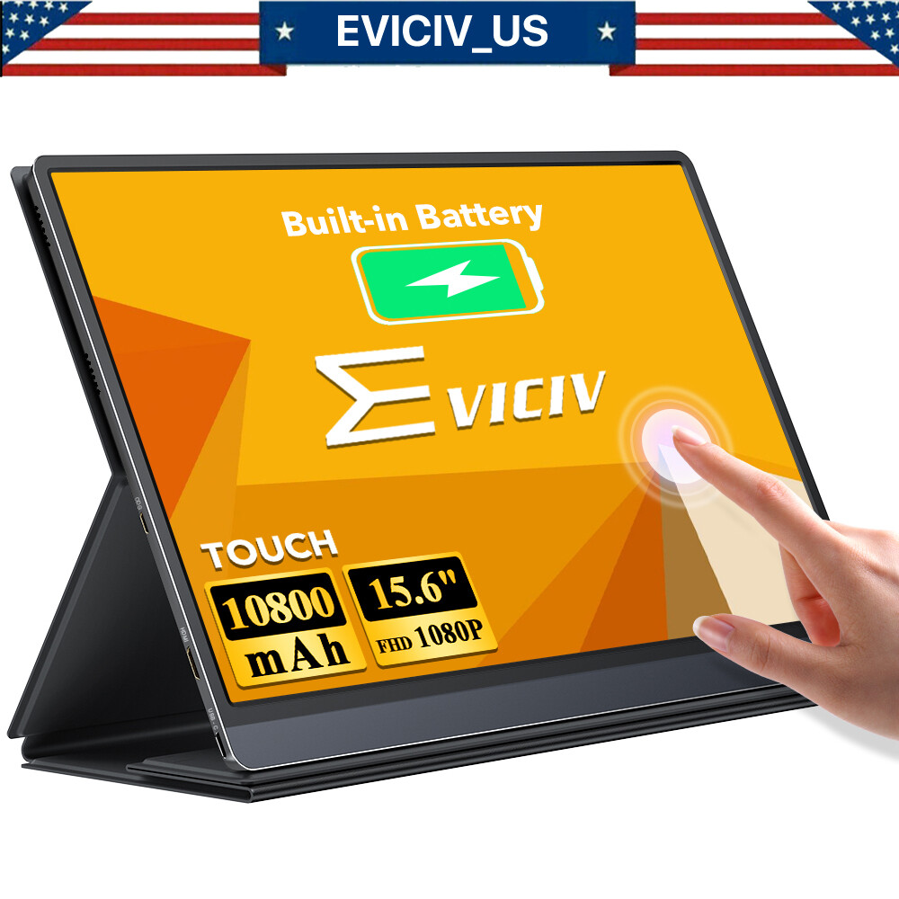 120Hz Rechargeable Portable Monitor Touch,EVICIV Upgraded 15.6" HDR 2*USB C Used