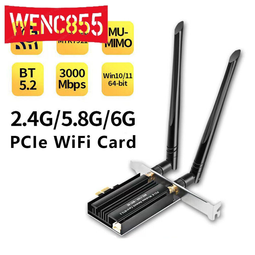 AX3000 PCIE WiFi-6E Tri-band WiFi Card 3000Mbps WiFi Adapter Bluetooth 5.2