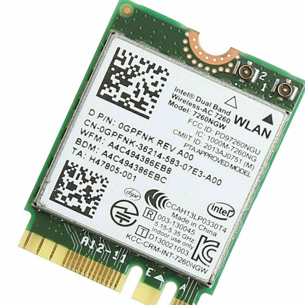 Intel 7260NGW 802.11AC NGFF/M.2 Wireless Wifi + Bluetooth BT 4.0 Mini WLAN Card