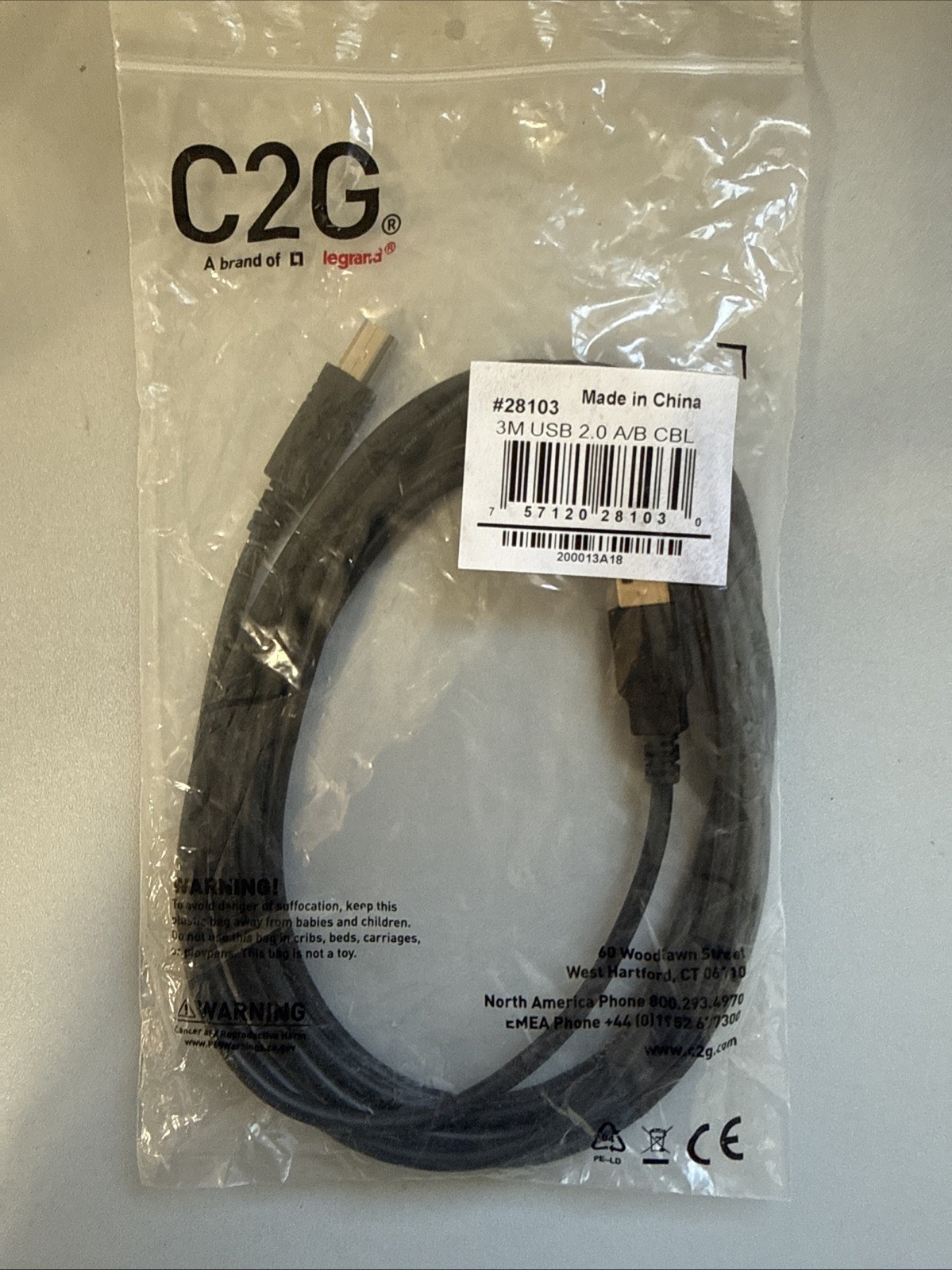 LOT OF 99 C2G #28103 3M USB  2.0 A/B  CABLE