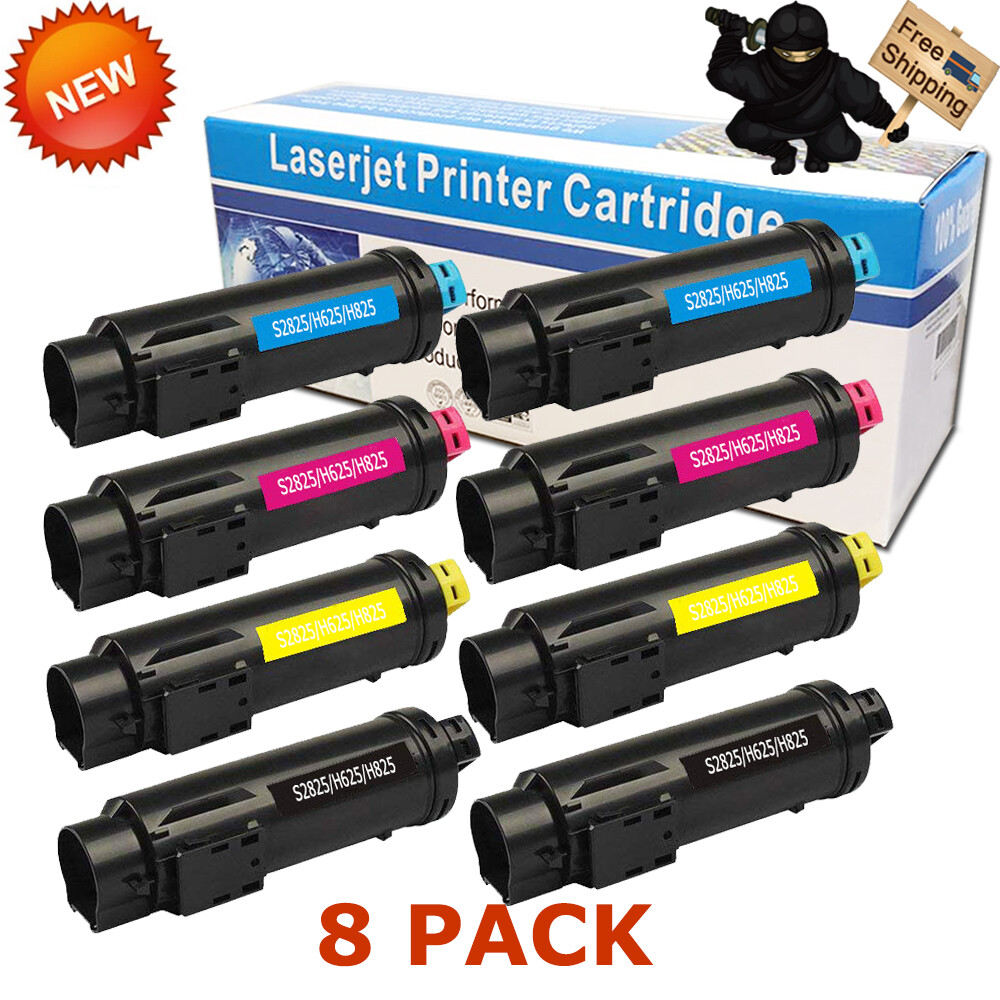 8 PK S2825 KCMY Color Black Toner Set For Dell H825 S2825cdn H625 H625cd H825cdw