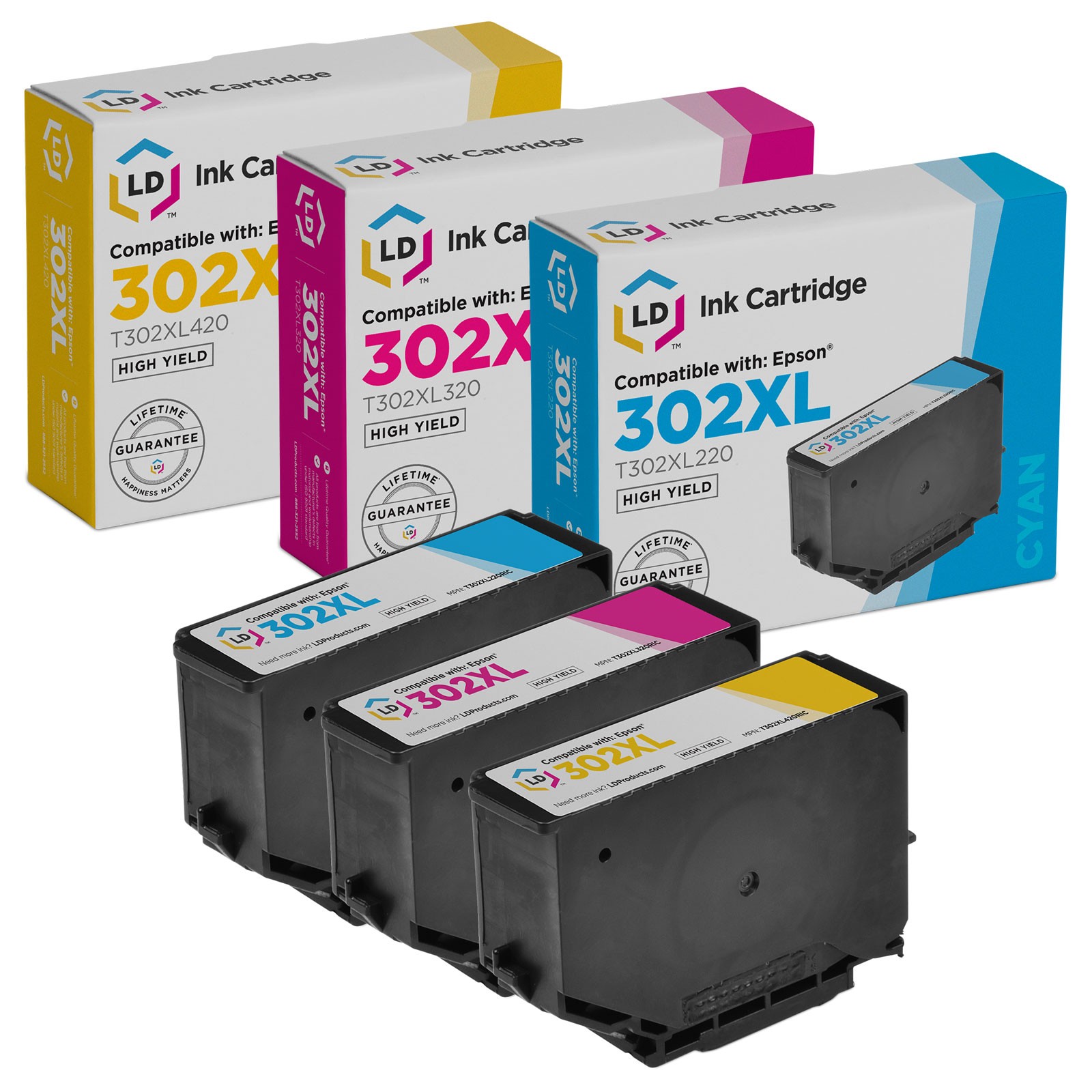 LD Reman Epson 302XL 302 XL HY Ink CMY Color Set for Expression Premium XP-6000