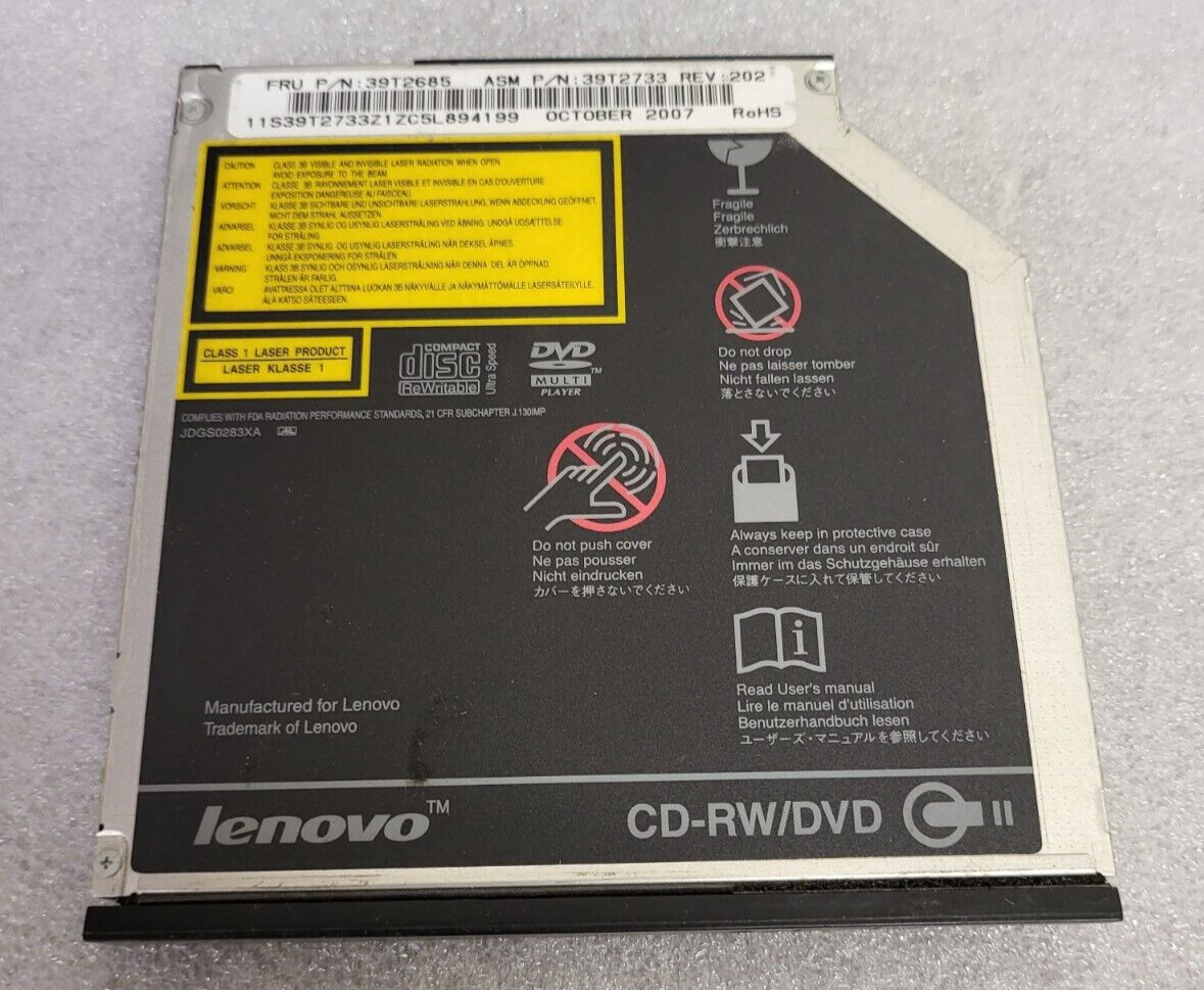 Lenovo ThinkPad T61 Laptop Combo CD-RW/DVD Drive -TESTED-  - 39T2687, 42T2503 US