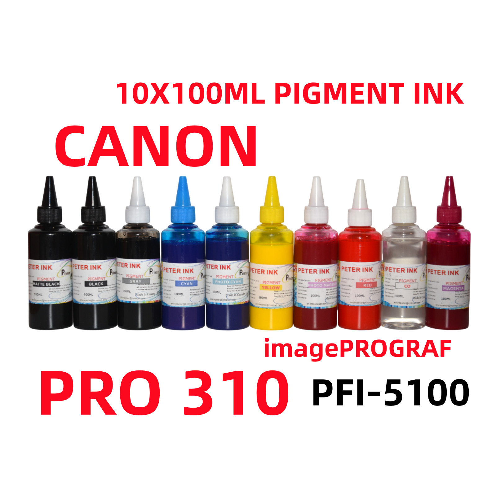 Premium Pigment ink refills for Canon imagePROGRAF PRO-310 PFI-5100 cartridge