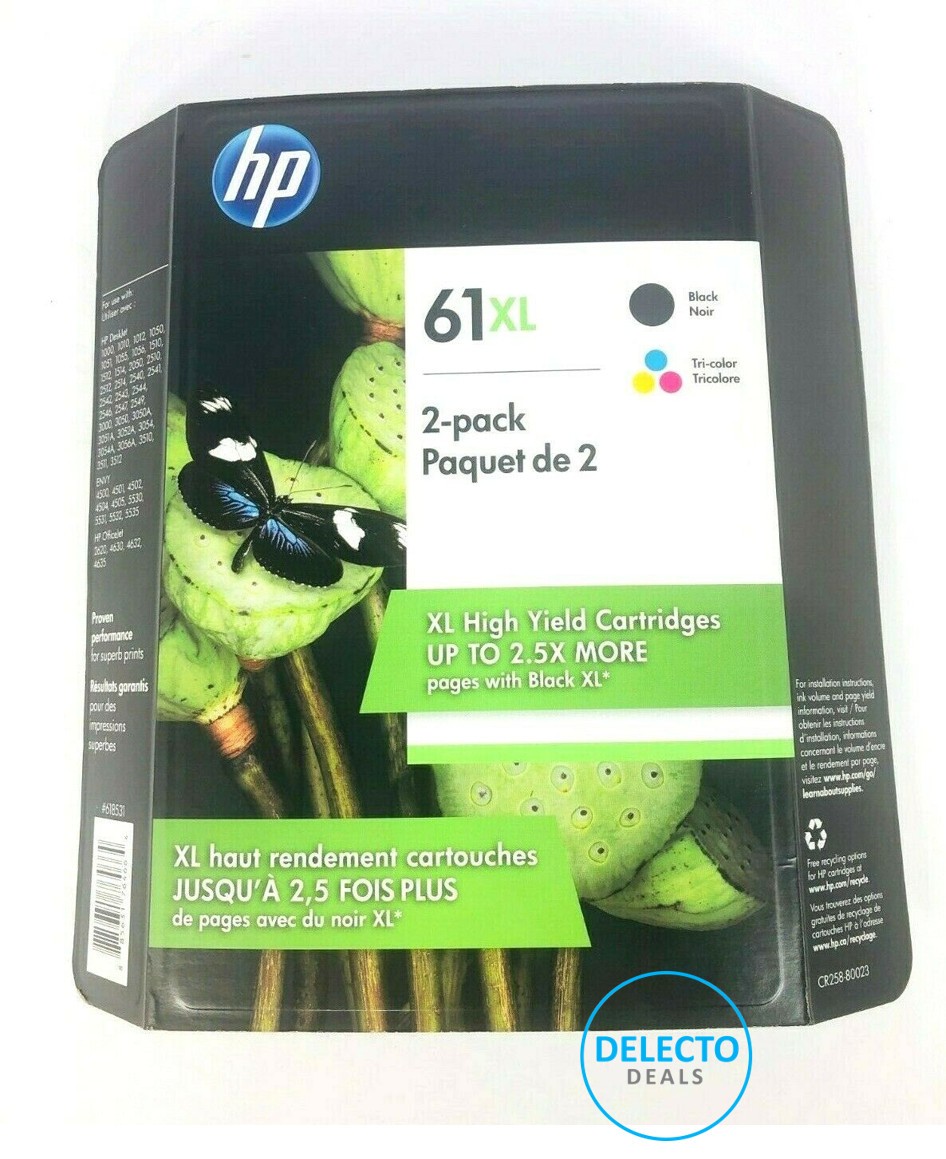 2-PACK GENUINE HP 61XL Black & TriColor Ink DESKJET 2540 2541 2544 NEW SEALED