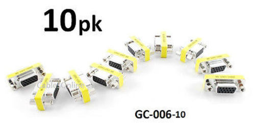 10-PACK VGA SVGA HD15 Female/Female Gender Changer Coupler Video Adapter, GC-006