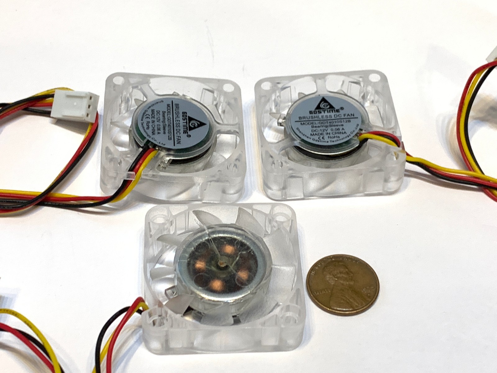 3 Pieces Blue LED mini 12V 4010 40x40x10mm DC Cooling Fan micro brushless