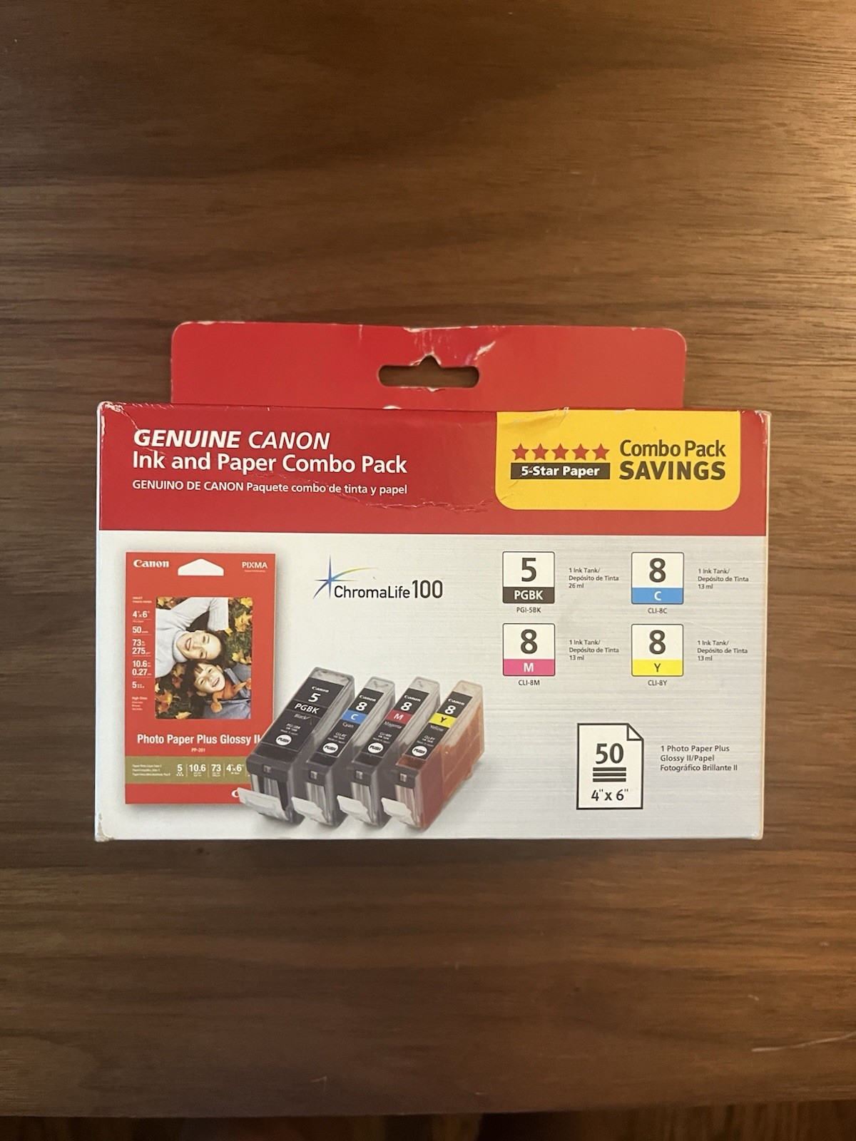 Genuine Canon Ink Combo Pack PGI-58k CLI-8M,Y,C ChromaLife 100 Sealed + 50 Photo