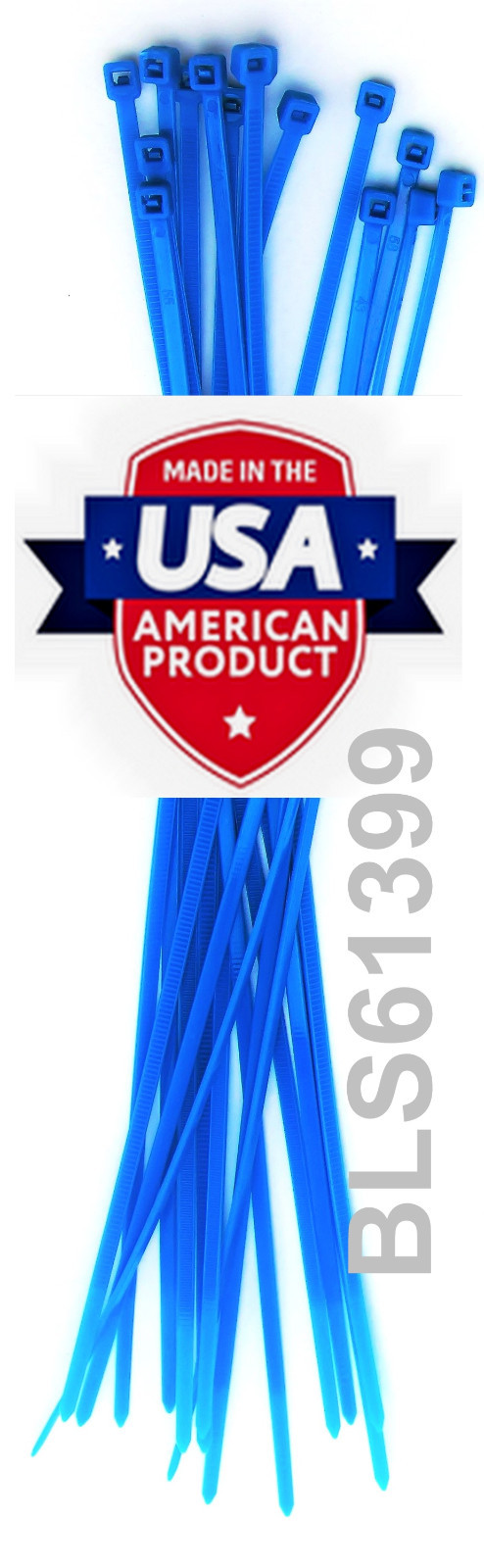 1000 USA Made TOUGH TIES 6" inch 40lb Nylon Tie Wraps Wire Cable Zip Ties Blue