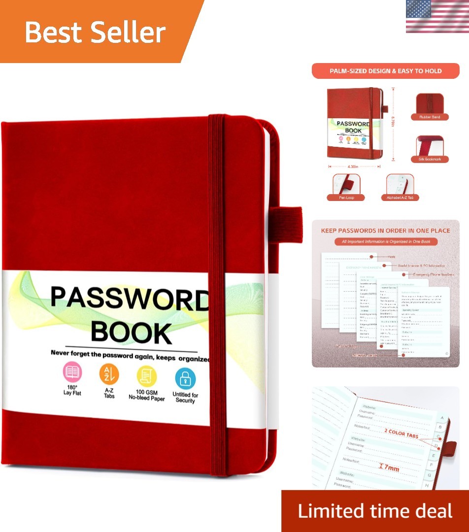 Sturdy Password Logbook 4.3"x5.7" - 160 Pages of Secure Storage for Your Secrets