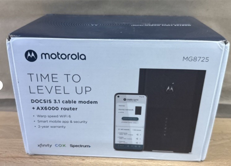 Motorola MG8725 Cable Modem Router DOCSIS 3.1 AX6000 WiFi 6 Combo