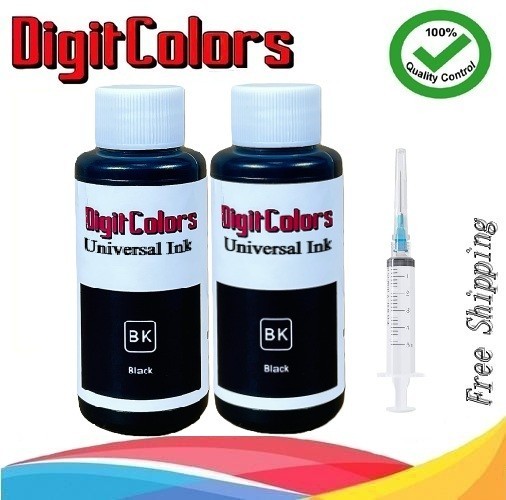 2x100ml Premium Refill Bulk Black Ink for All HP Canon Lexmark Printers