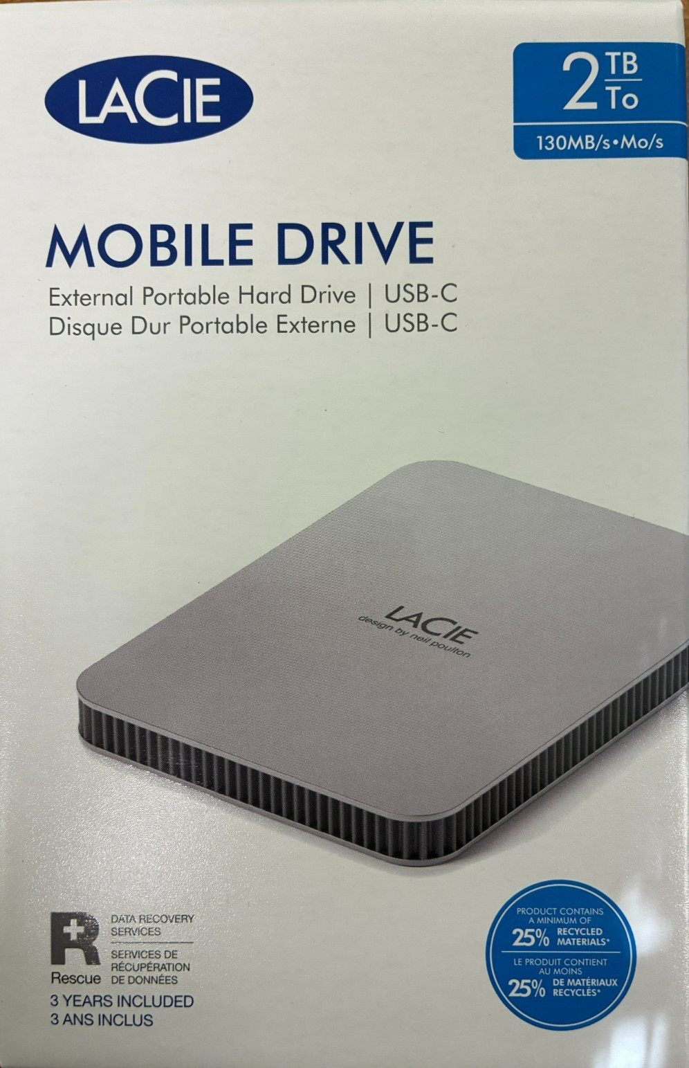 LaCie - STLP2000400 - 2 TB Portable Hard Drive - Moon silver