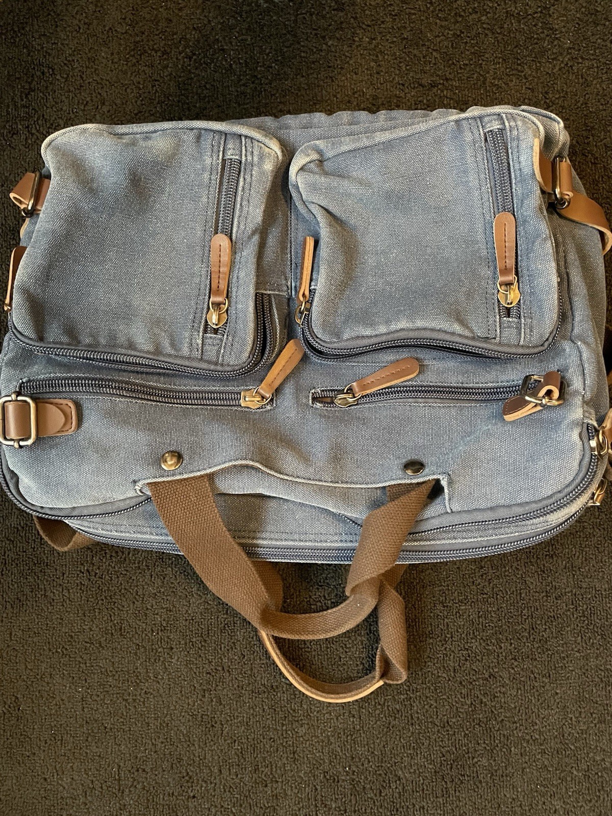 Laptop Messenger Bag Vintage Shoulder Bag Convertible Backpack Retro Canvas