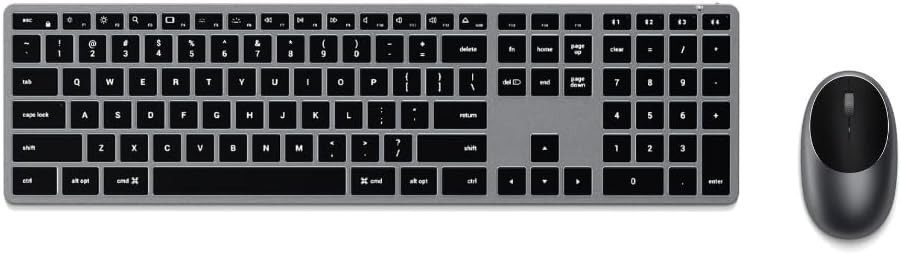 SATECHI MX3 Slim Bluetooth Backlit Keyboard & Mouse Combo w/Numeric Keypad NEW