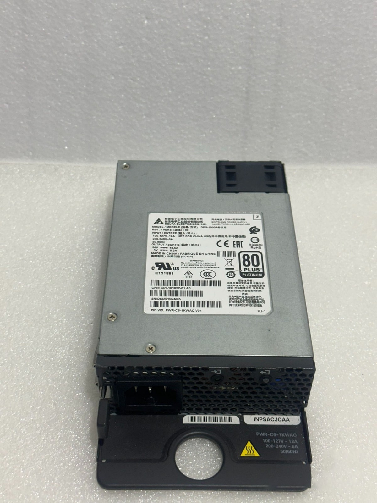 1PC Cisco PWR-C6-1KWAC Power supply For Cisco Catalyst C9200-48p Tested
