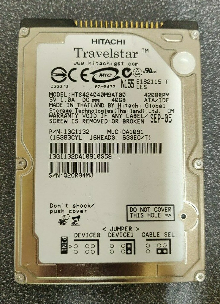 3x Hitachi 13G1132 40GB 4.2K RPM 2.5" ATA/IDE Laptop Hard Disk Drive
