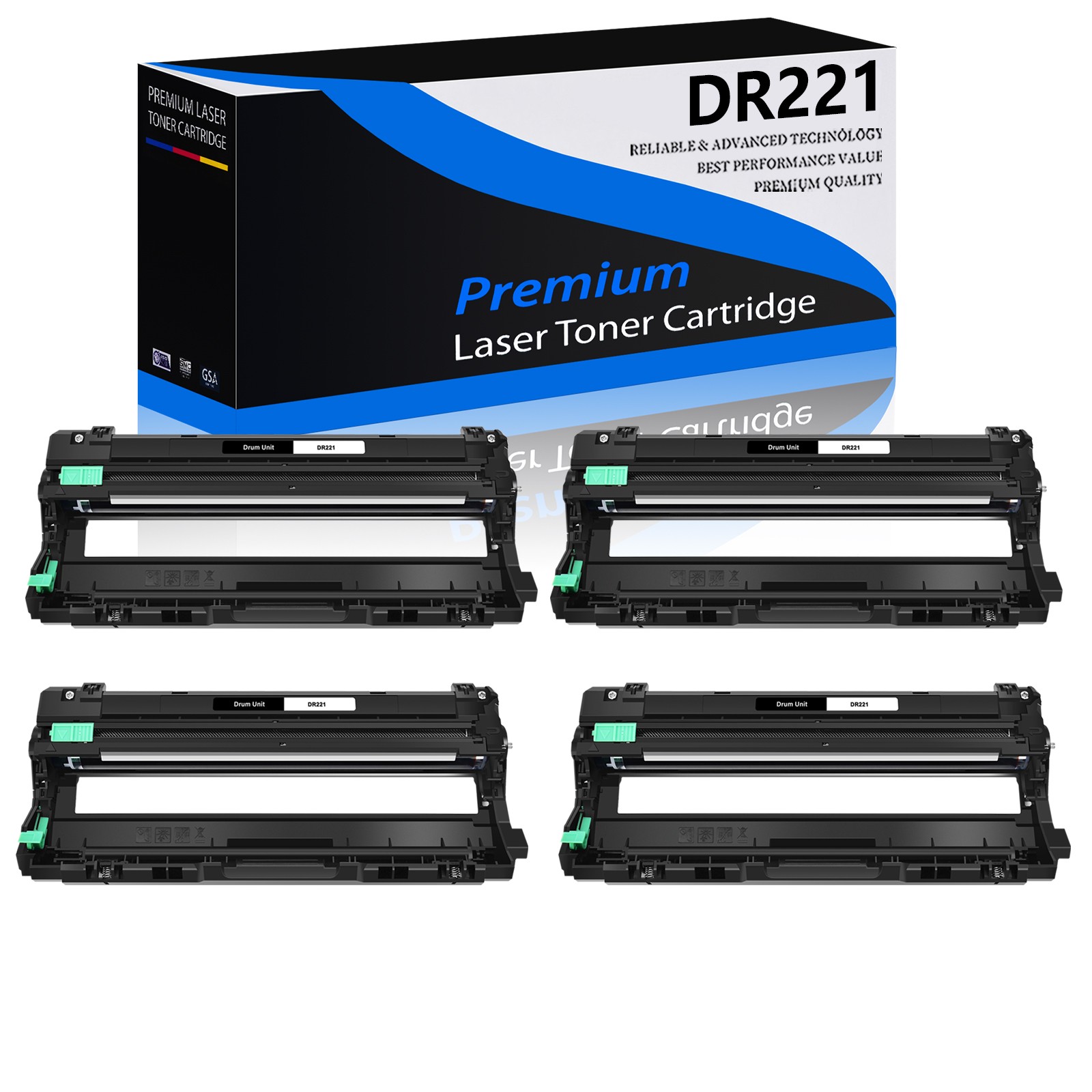 4 Pack DR-221 DR221 DR 221 Black Drum For Brother MFC-9340CDW MFC-9130CW 9330CDW