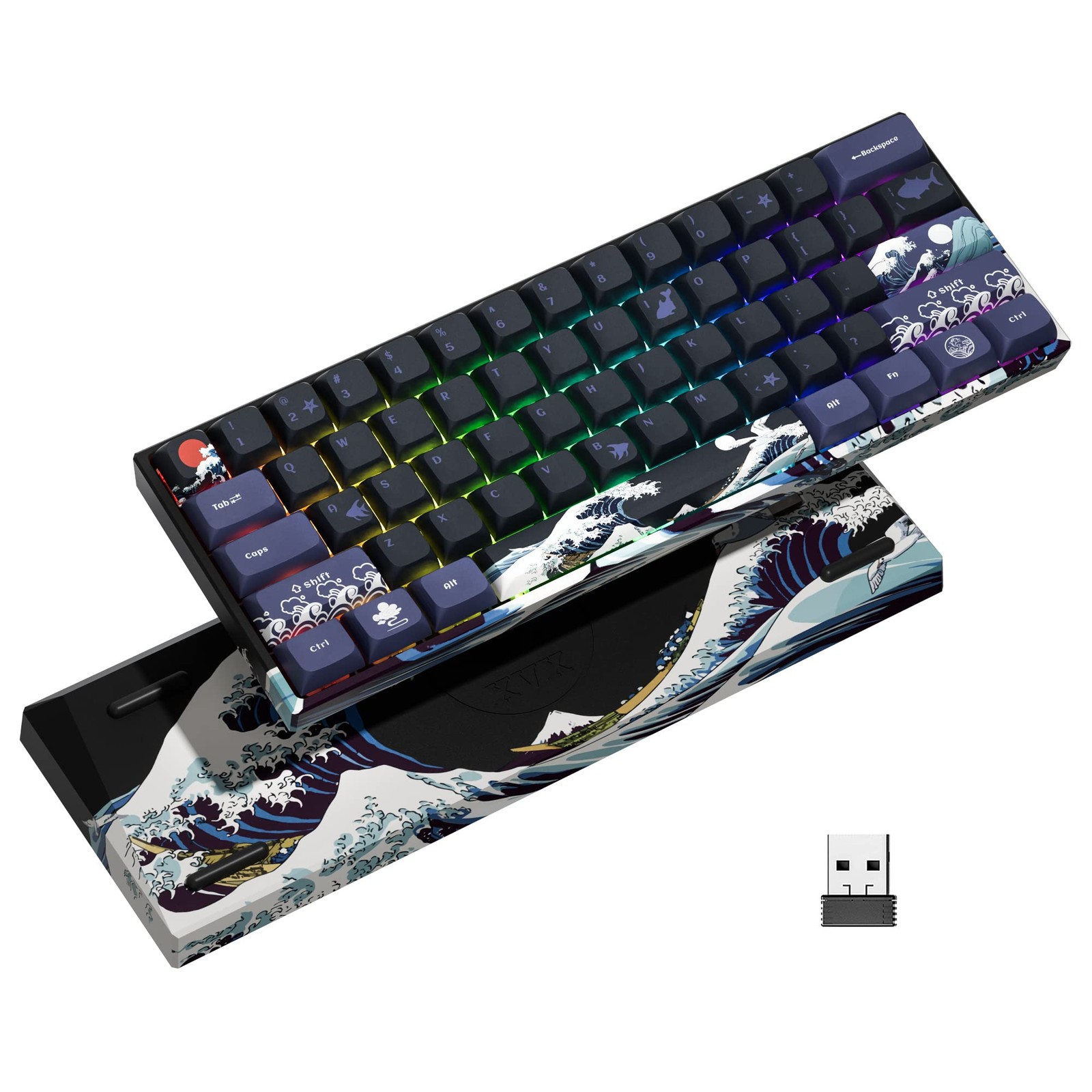 XVX 60 Gaming Keyboard, RGB 3-Modes Wireless Mechanical Keyboard, Mini 60 Per...