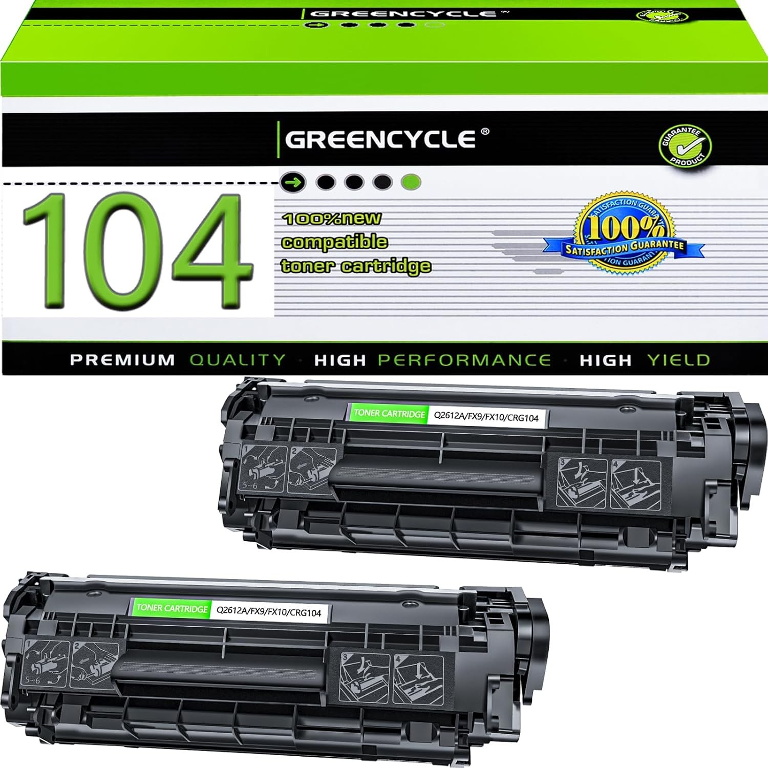 2PK C104 FX9 FX10 Toner Fit for Canon 104 imageCLASS MF4150 MF4270 MF4350 MF4370