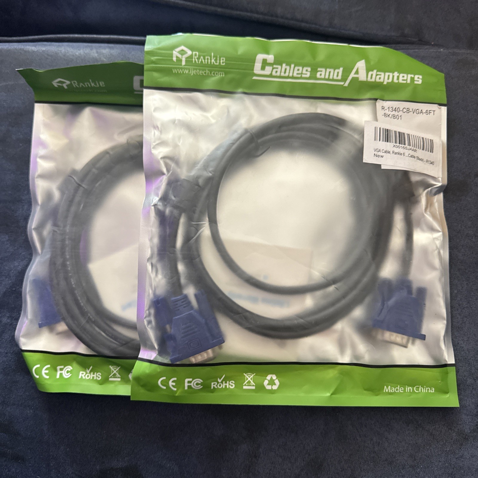 Rankie Cables and Adapters VGA to VGA Cable (Pack of 2) New