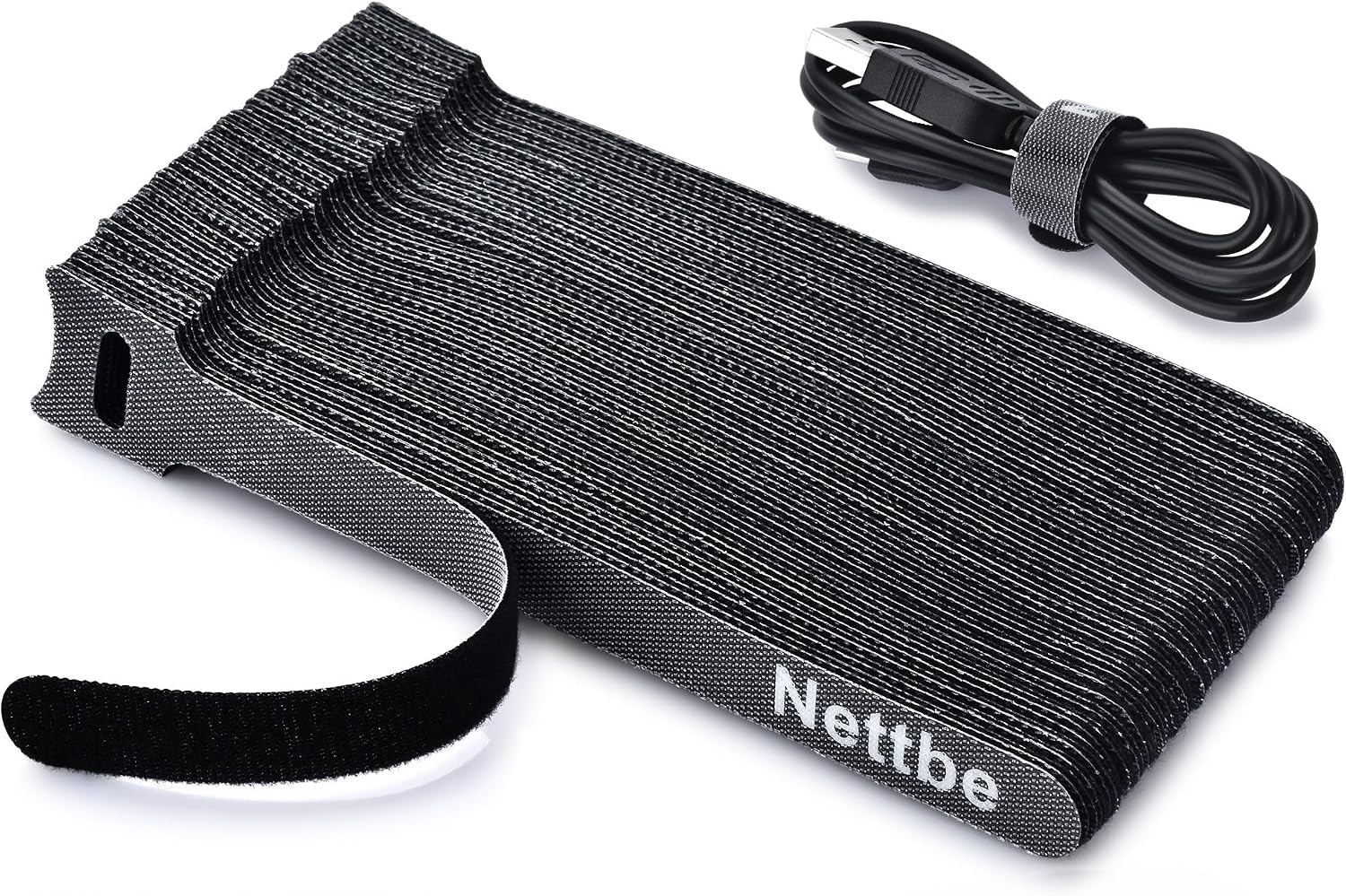 Nettbe Reusable Cable Ties 6 Inch, Hook and Loop Cord Straps, 60 Pack