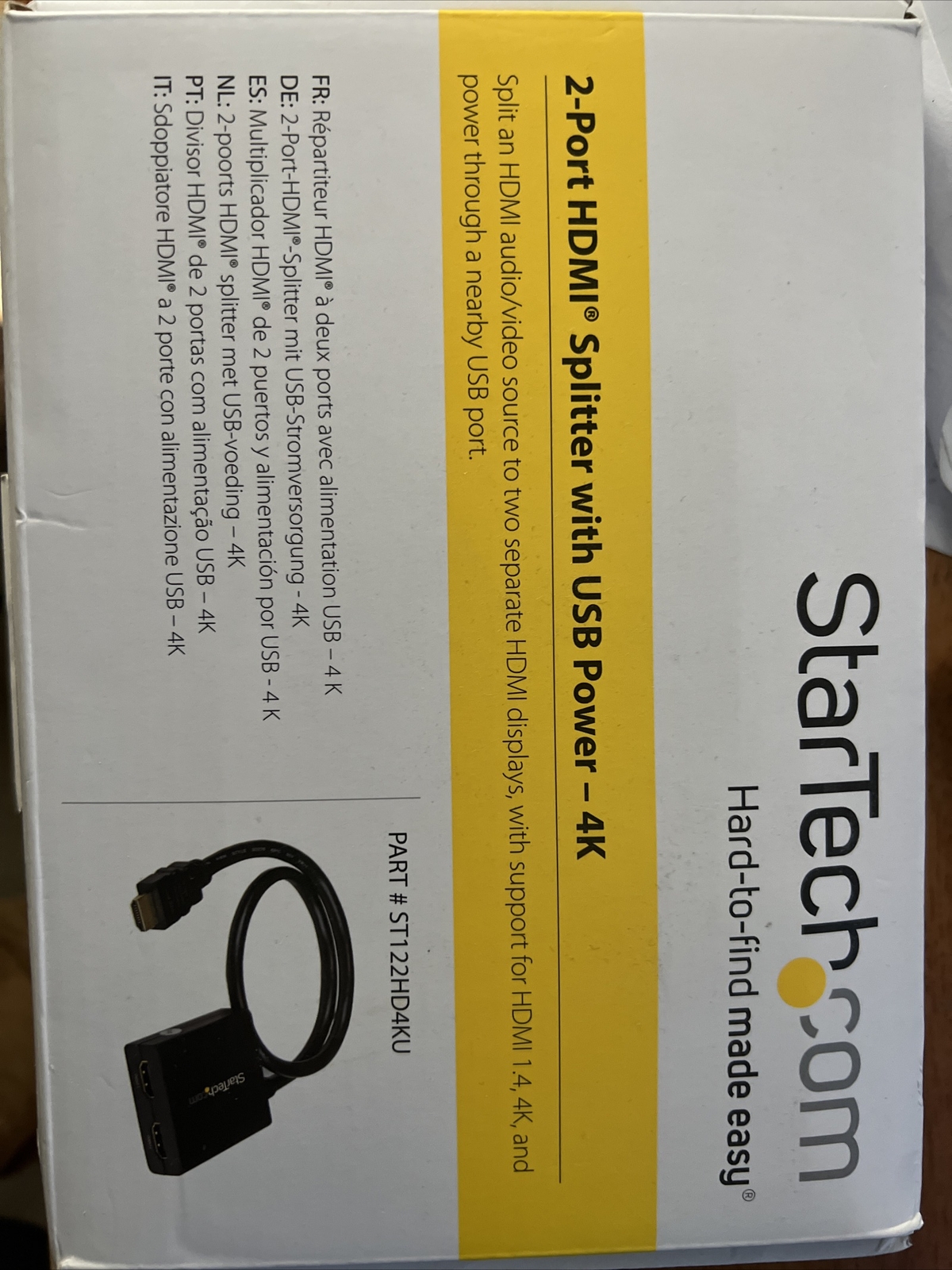 StarTech.com 4K HDMI 2Port HDMI Splitter With USB Power P/N: ST122HD4KU