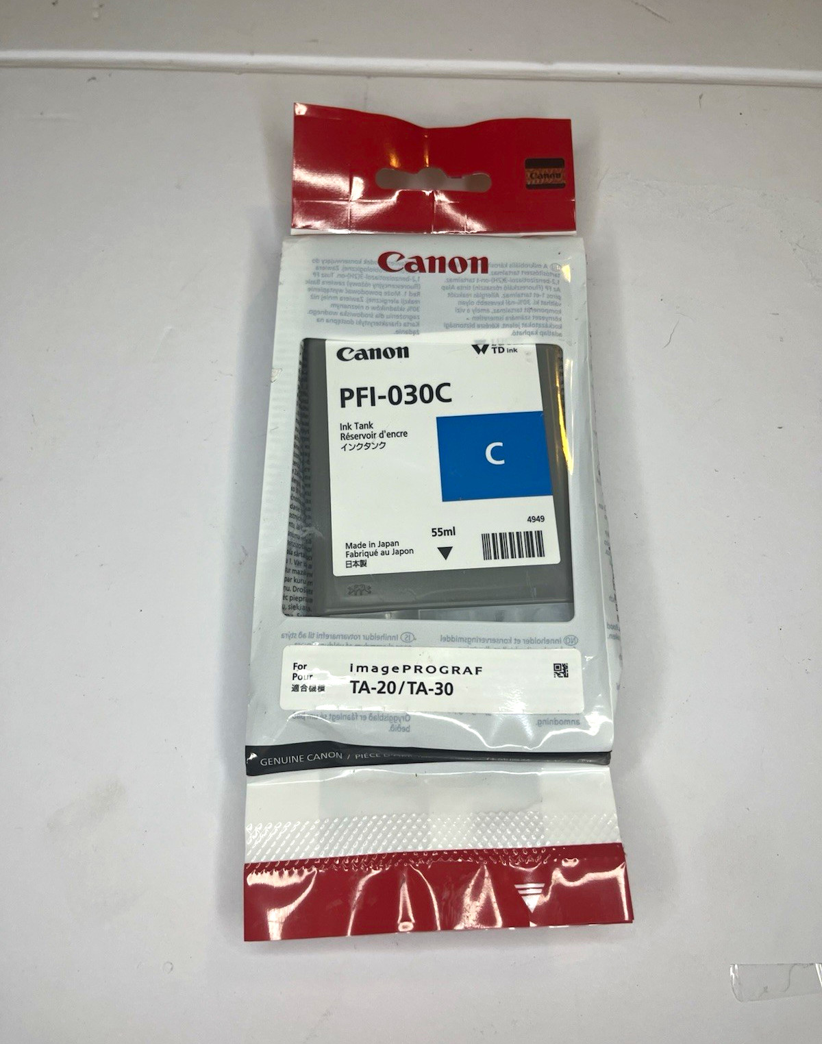 Canon PFI-030C Cyan Ink Tank 55ml for imagePROGRAF TA-20 TA-30 Genuine